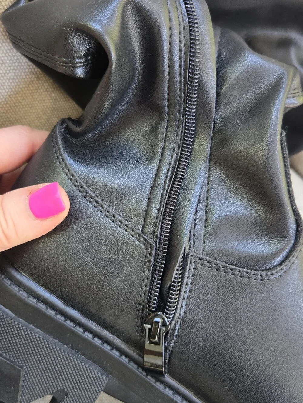 GC Women's Black Knee-High Lug Sole Boots
